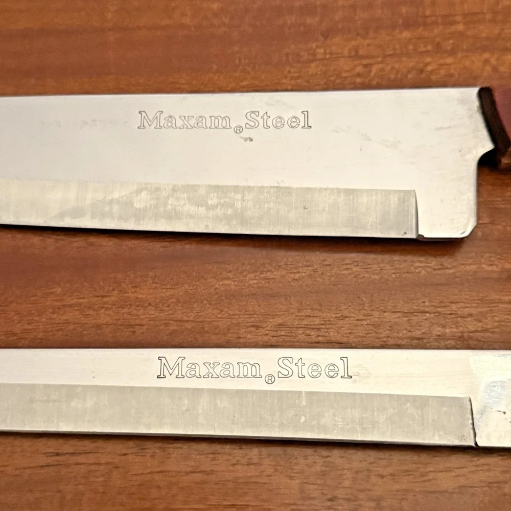 Vintage Maxam Steel Knife Lot – Set of‎ 2 – Made in Japan – Wood Handles